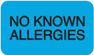 Communication Label Lt Blue/Bk No Known Allergies