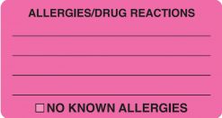 Communication Label Fl Pink/Bk Allergies/Drug Reaction