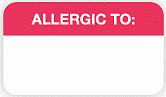 Communication Label Wht/Red Allergic To