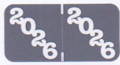 2026A "Jeter" compatible year code Gray/White 500/roll 2026 Year Code Label 1.5" x .750" Laminated 500 per roll Gray background with White Numbers Jeter Products alternate compatible.