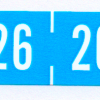 2026 "Tab" compatible Mini Year code Sky Blue /White 500/roll 1-1/8"W x 1/2"H 2026 Year Code Label 1.125" x .50" Mini Vinyl 500 per roll Sky Blue  background with White Numbers Tab Products compatible