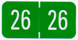 2026 "GBS" Compatible Year code Green/White 500/roll 2026 Year Code Label 1.5" x .750" Laminated 500 per roll Green background with White Numbers GBS Products compatible.
